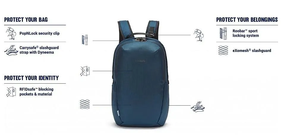 mochila Pacsafe Vibe 25 Econyl - Ocean