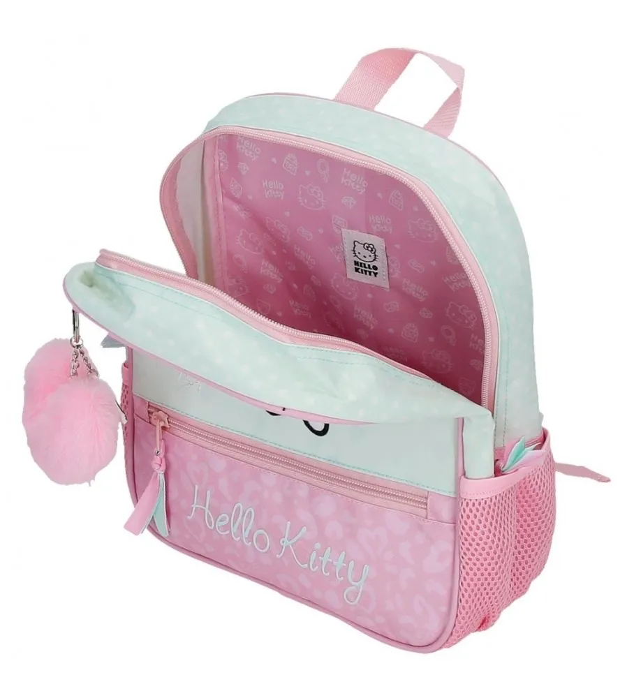 Mochila preescolar Hello Kitty Paris con carro turquesa -23x28x10cm-