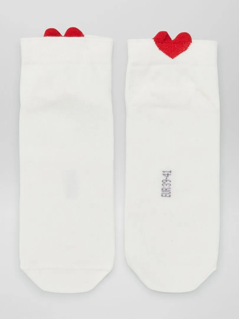 Pack de 3 pares de calcetines de 'corazones' - BLANCO