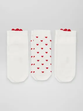 Pack de 3 pares de calcetines de 'corazones' - BLANCO