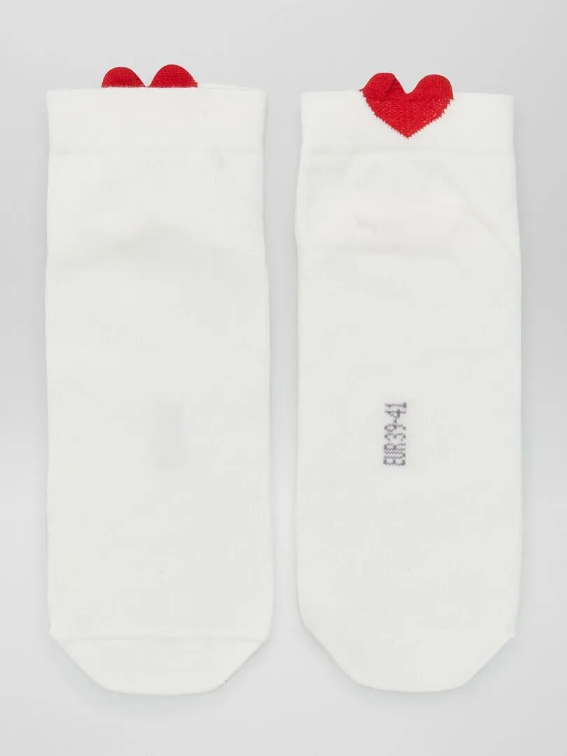 Pack de 3 pares de calcetines de 'corazones' - BLANCO