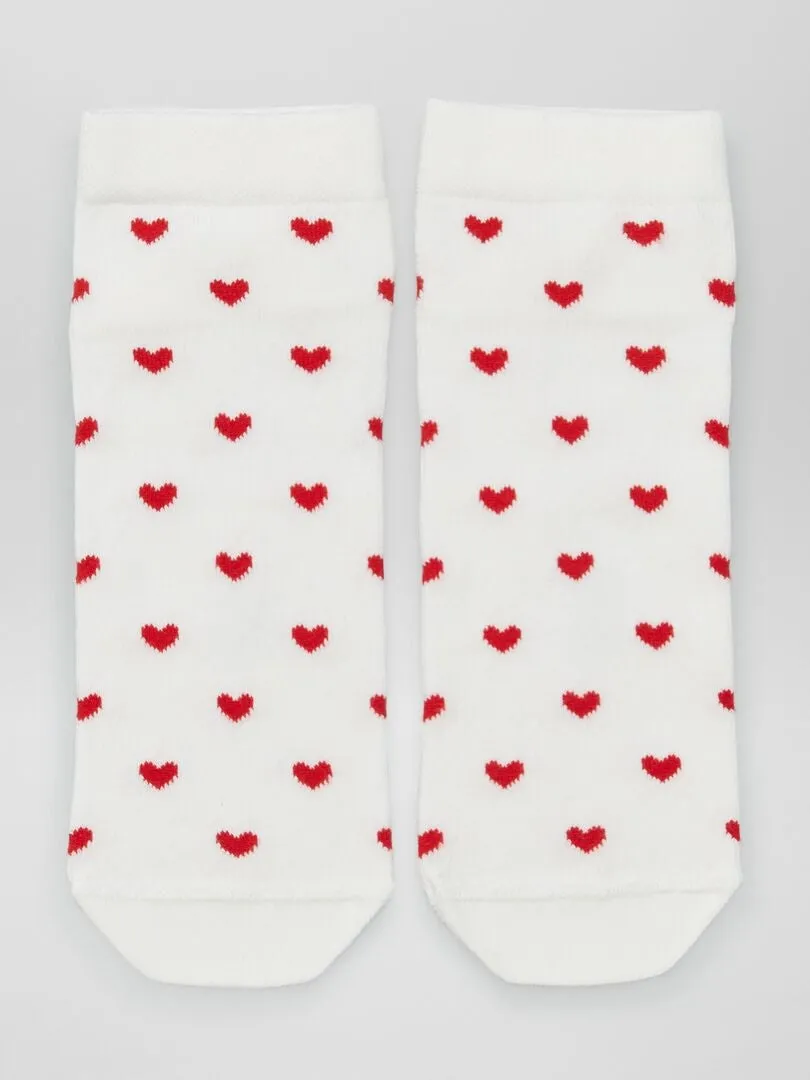 Pack de 3 pares de calcetines de 'corazones' - BLANCO