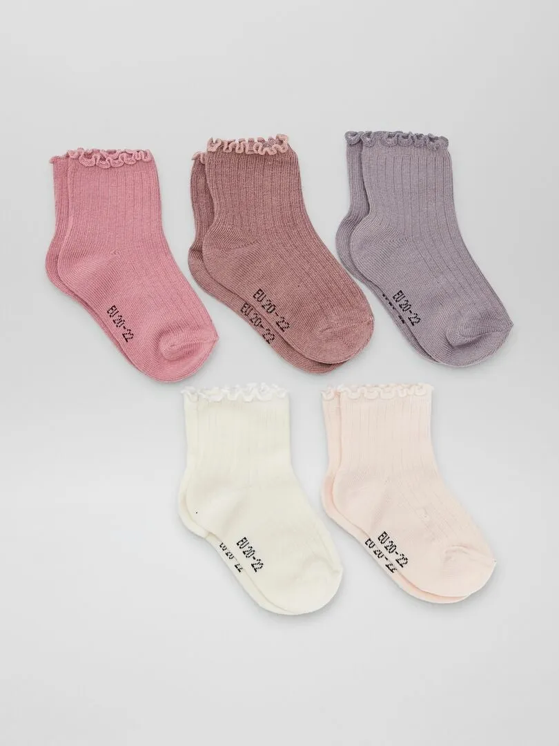 Pack de 5 calcetines con volantes - ROSA