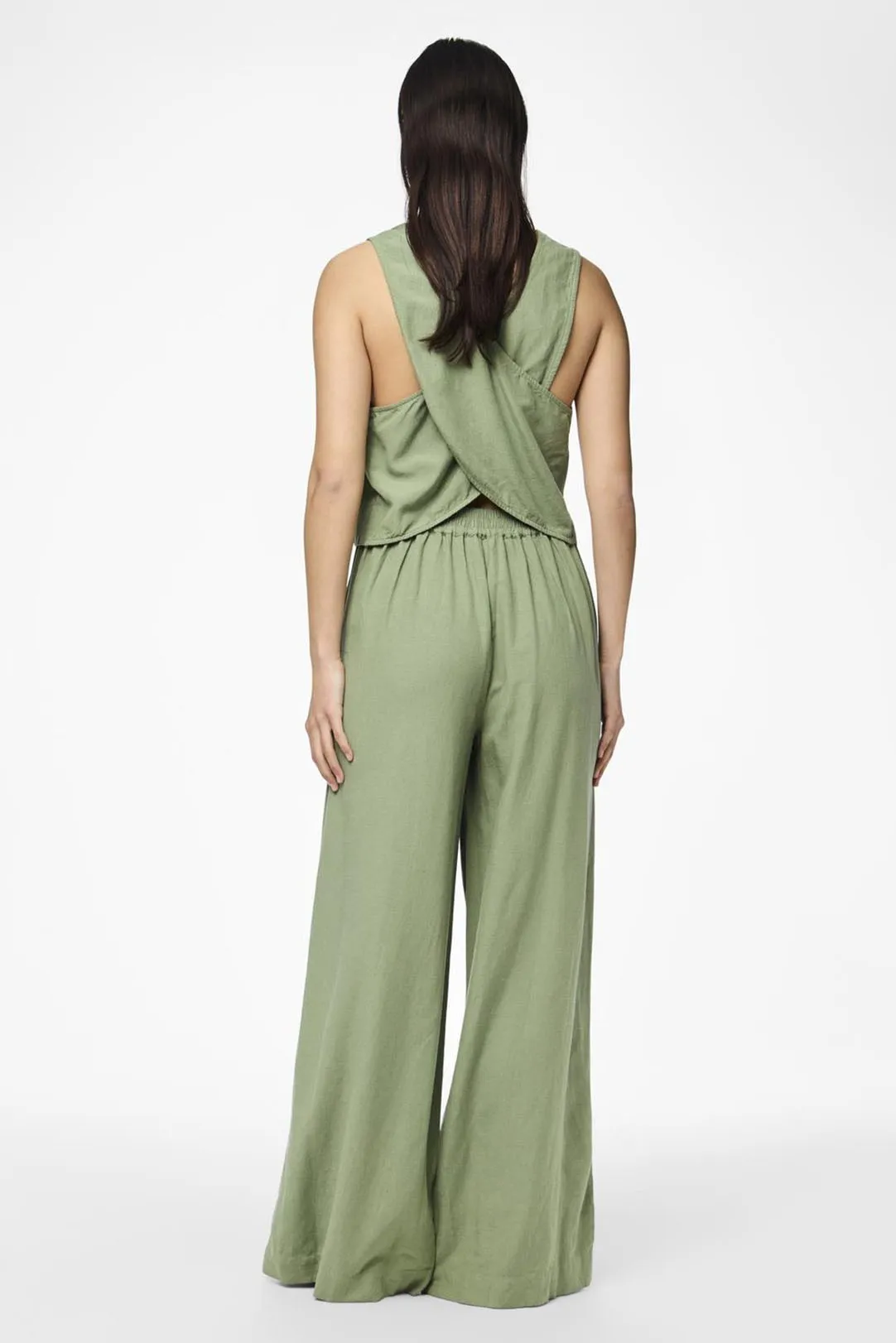 PANTALON TELA WIDE PCMINDI VERDE OLIVA