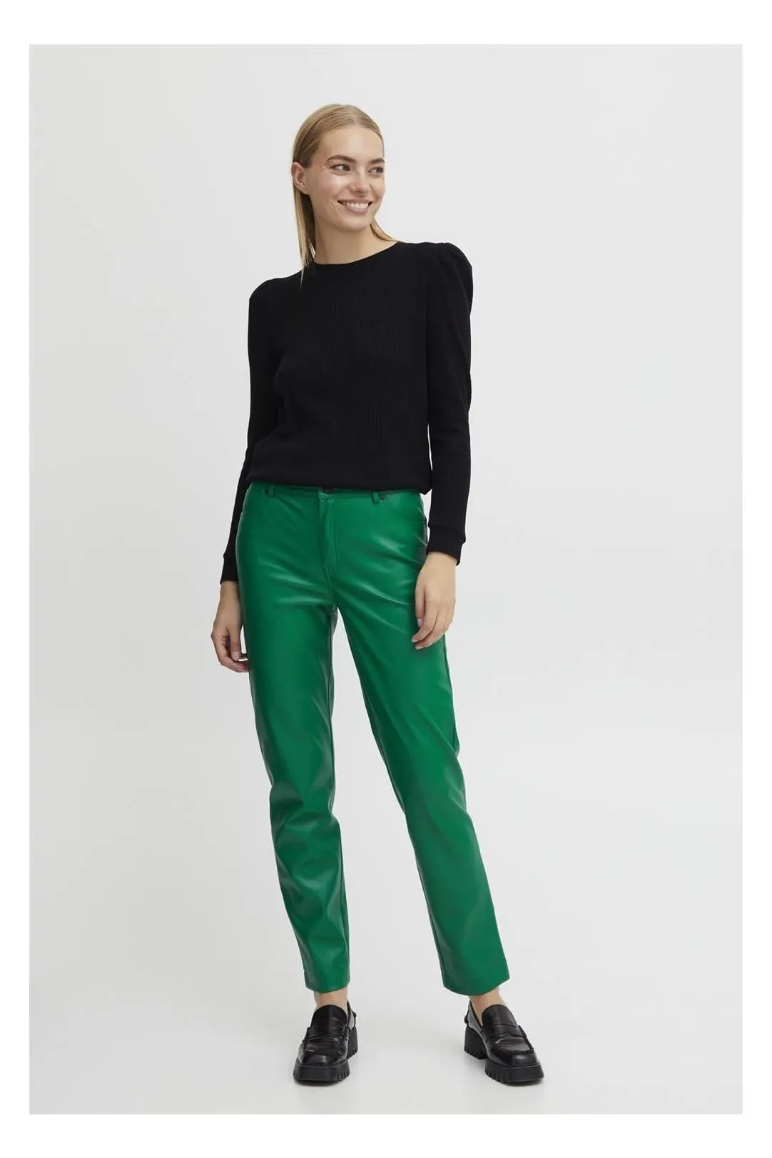 Pantalón efecto piel Bydafany verde