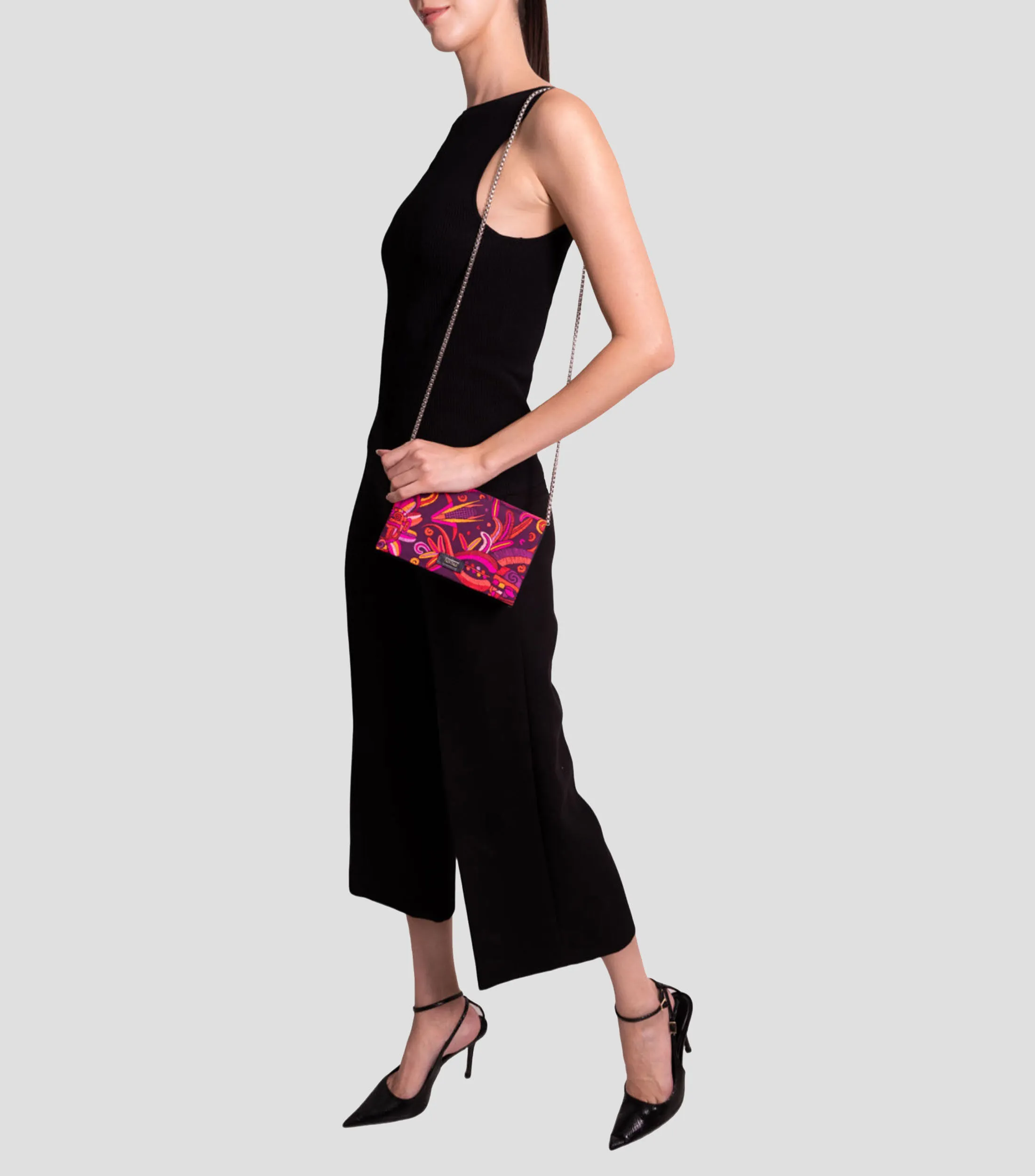 Pineda Covalin Bolso Clutch Hook Quetzalcóatl fucsia en piel Mujer