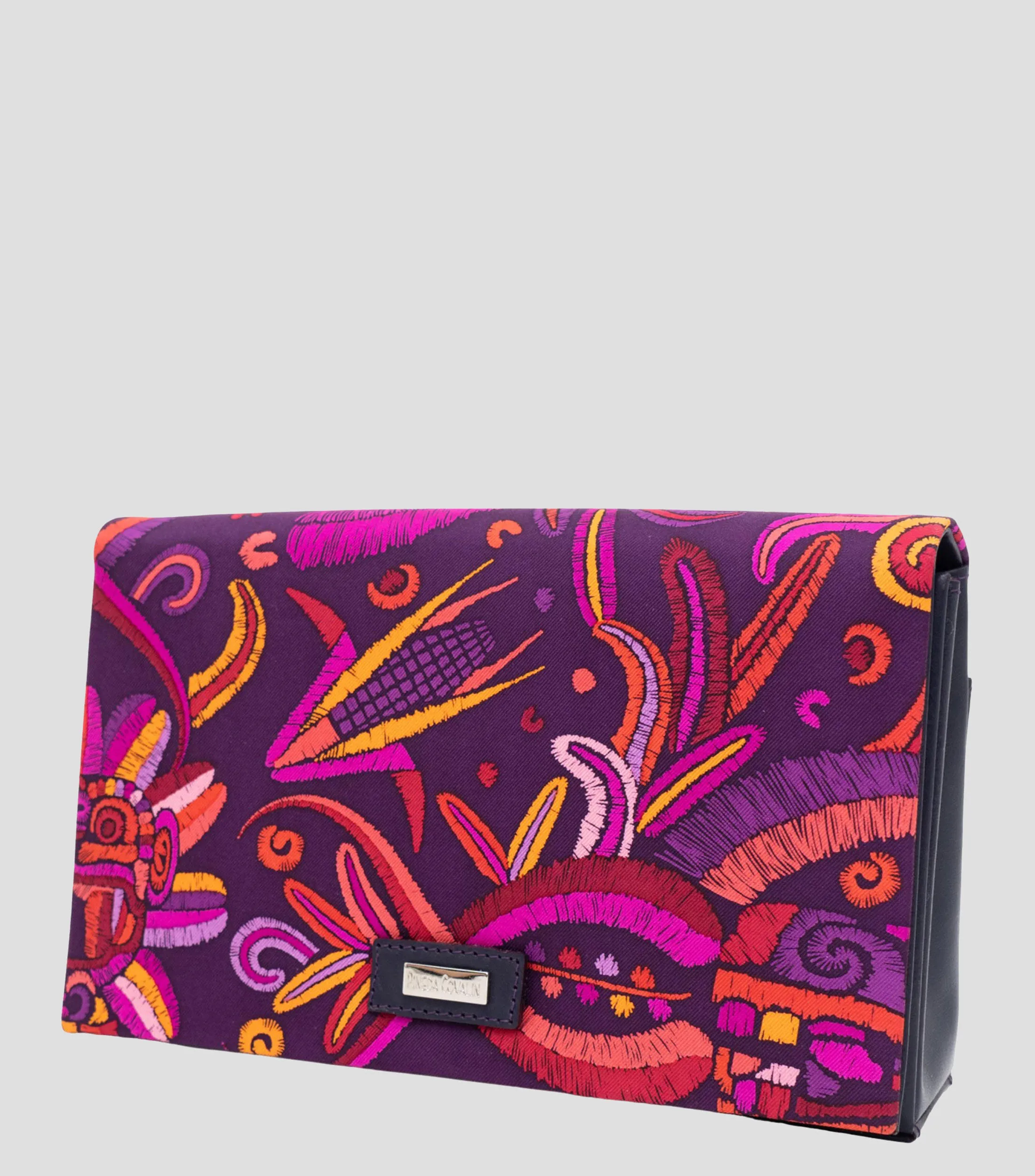 Pineda Covalin Bolso Clutch Hook Quetzalcóatl fucsia en piel Mujer