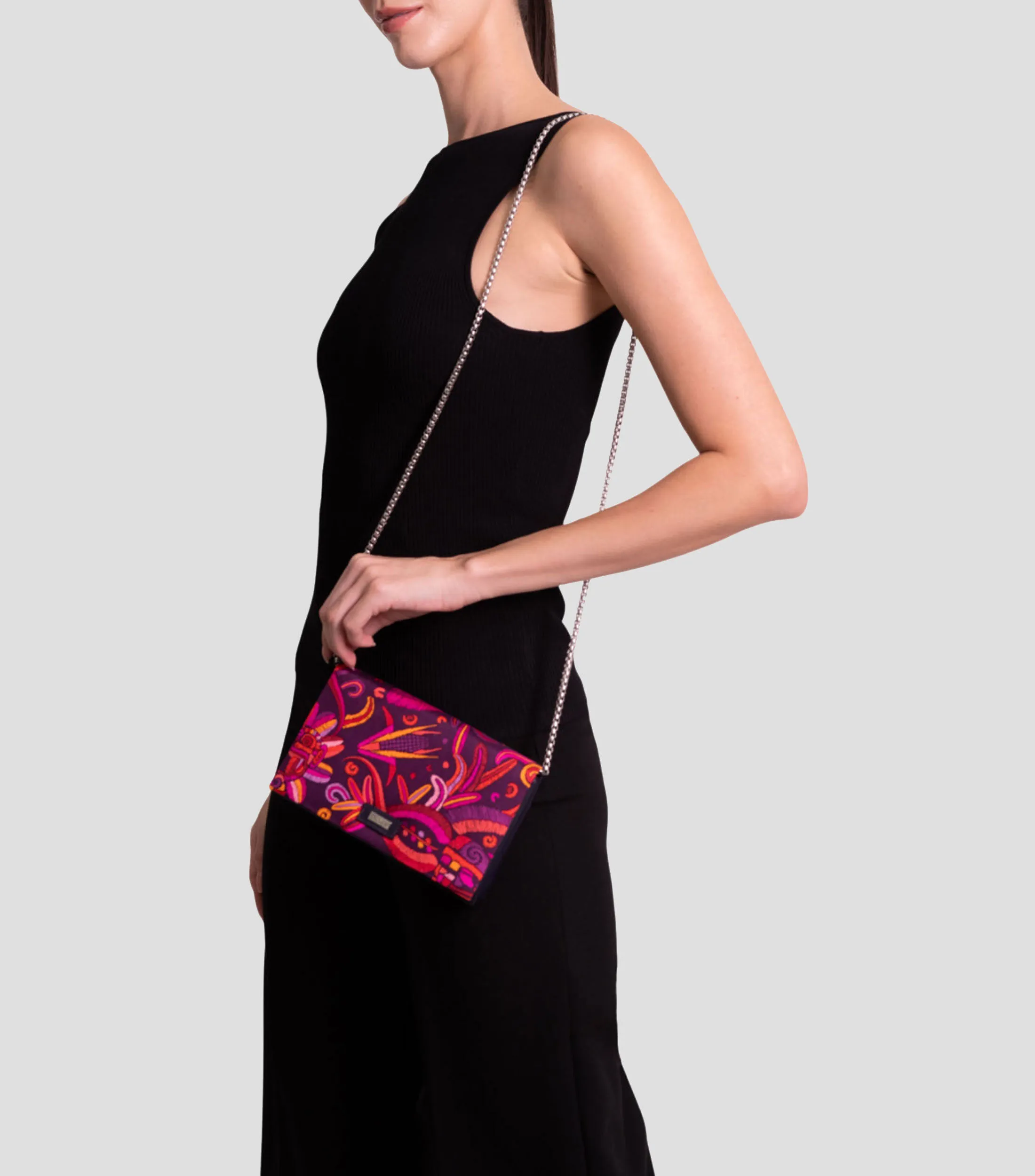 Pineda Covalin Bolso Clutch Hook Quetzalcóatl fucsia en piel Mujer