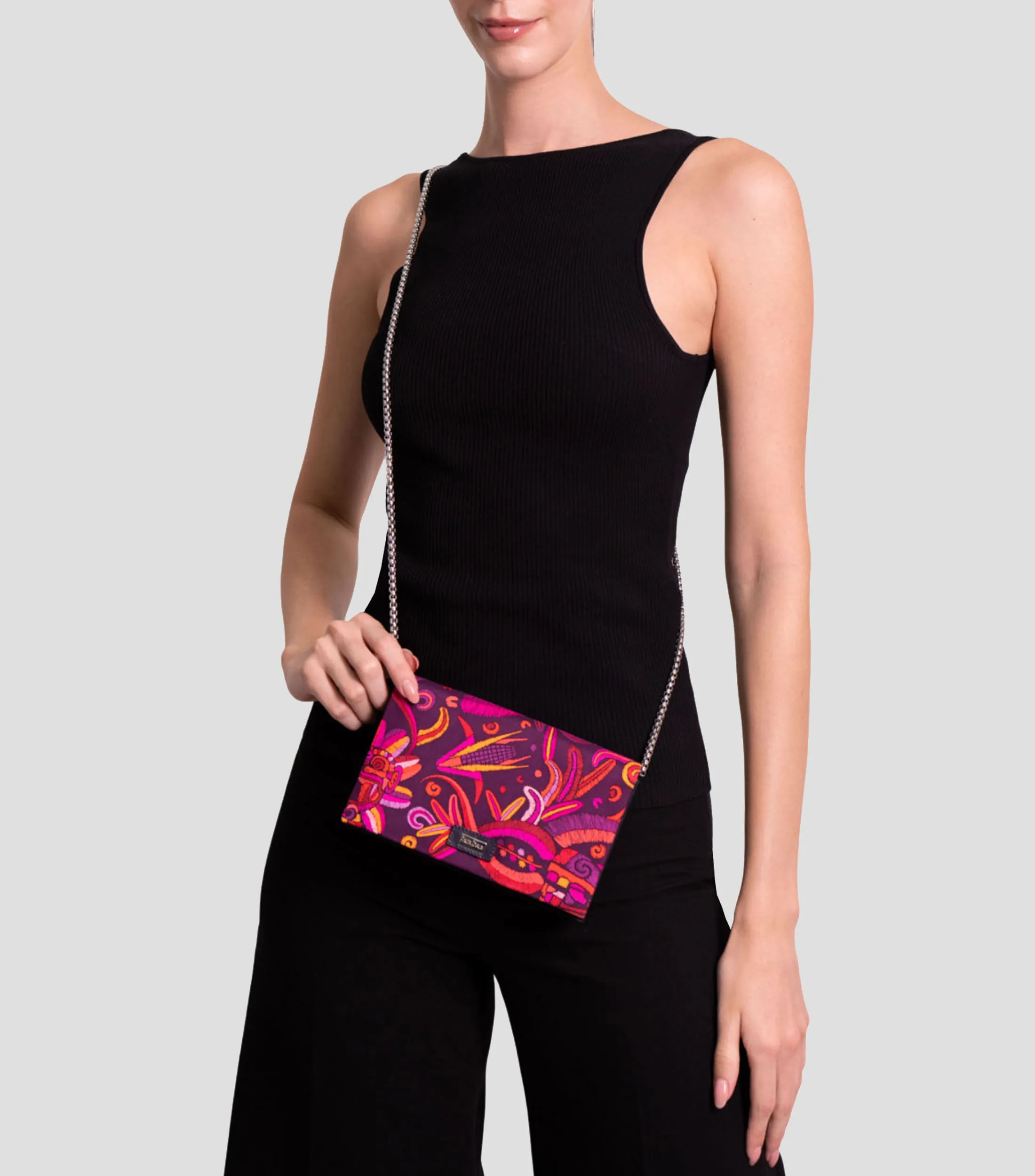 Pineda Covalin Bolso Clutch Hook Quetzalcóatl fucsia en piel Mujer