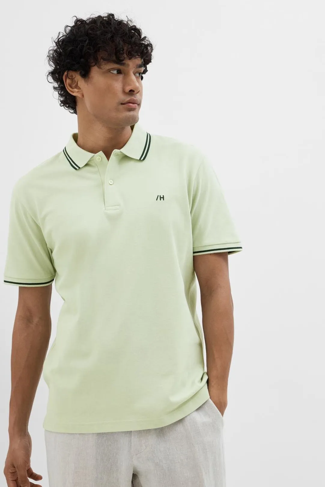 POLO BÁSICO HOMBRE SLHDANTE VERDE CLARO