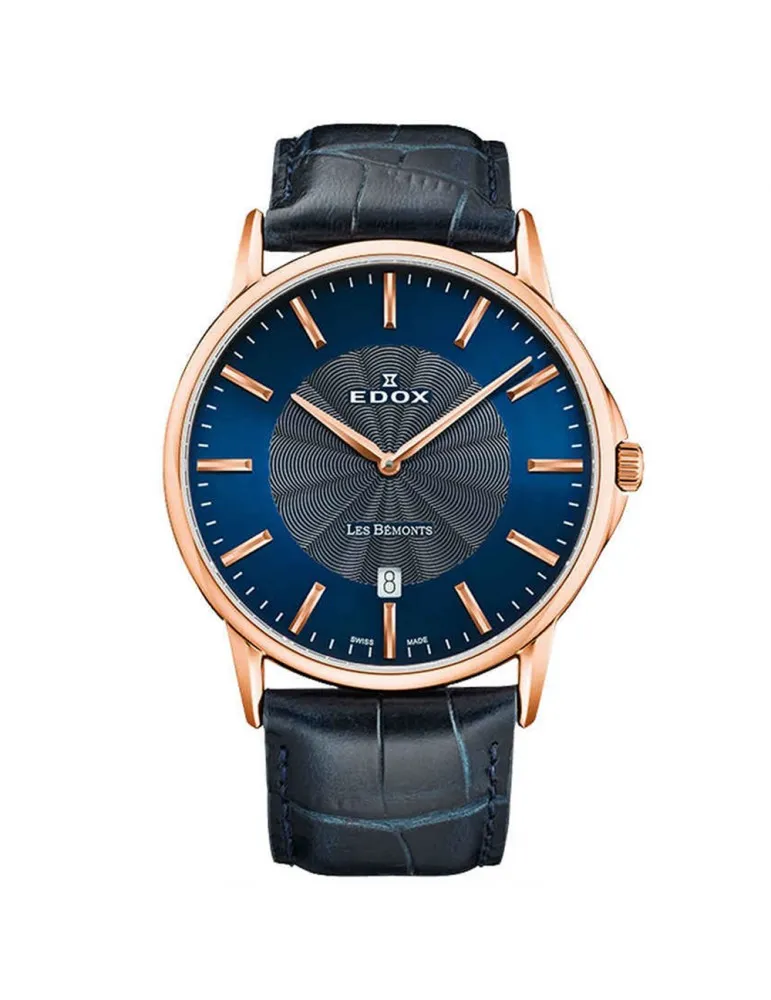 Reloj Edox Swiss Made Les Bémonts Hombre Azul