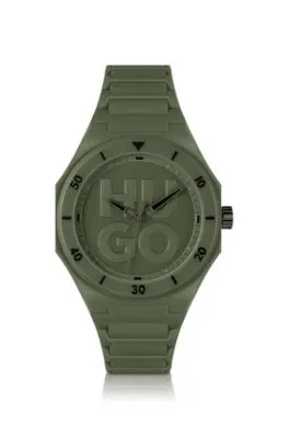 Reloj verde con correa de silicona tonal