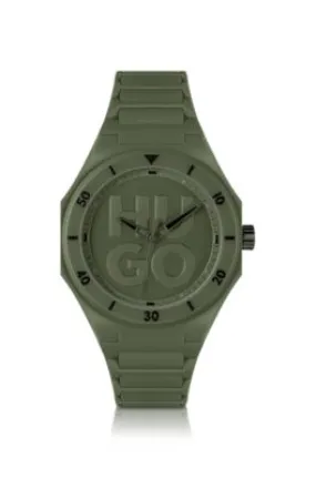 Reloj verde con correa de silicona tonal