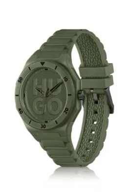 Reloj verde con correa de silicona tonal