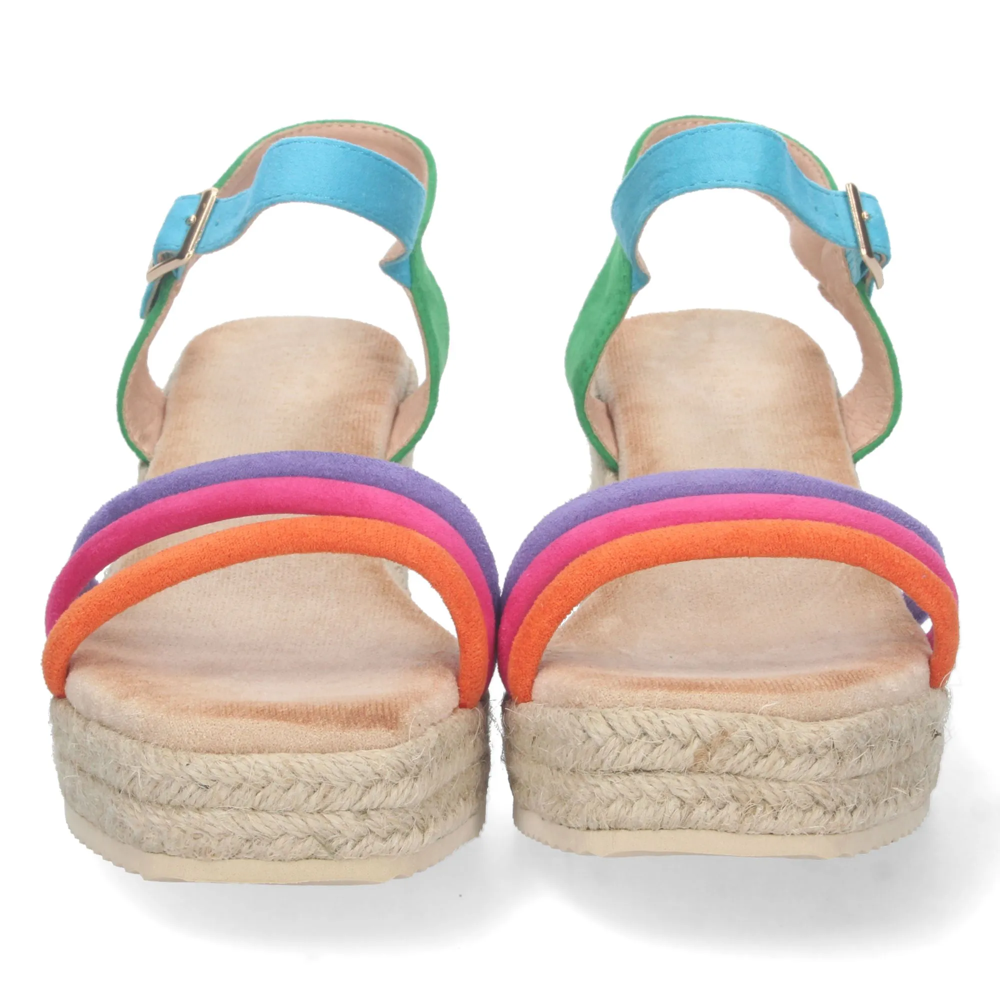 Sandalias de cuña media en yute color verde para mujer CF-2288