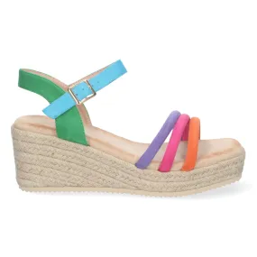 Sandalias de cuña media en yute color verde para mujer CF-2288