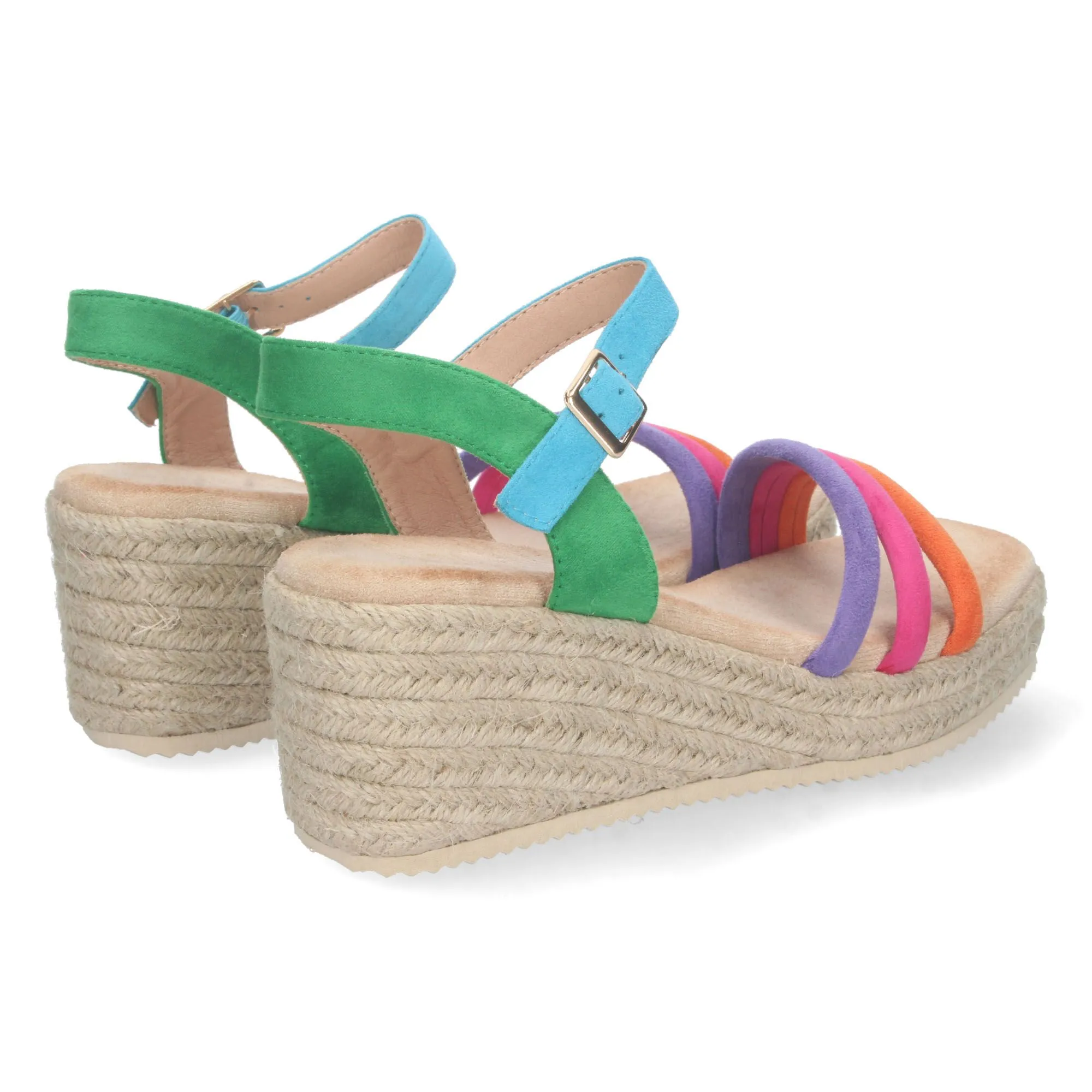 Sandalias de cuña media en yute color verde para mujer CF-2288