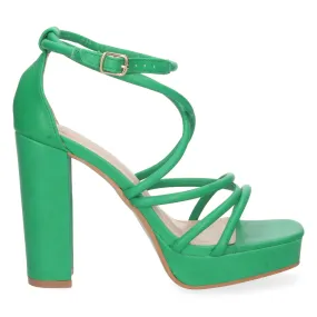 Sandalias de tacon para fiesta con mini plataforma mujer verde