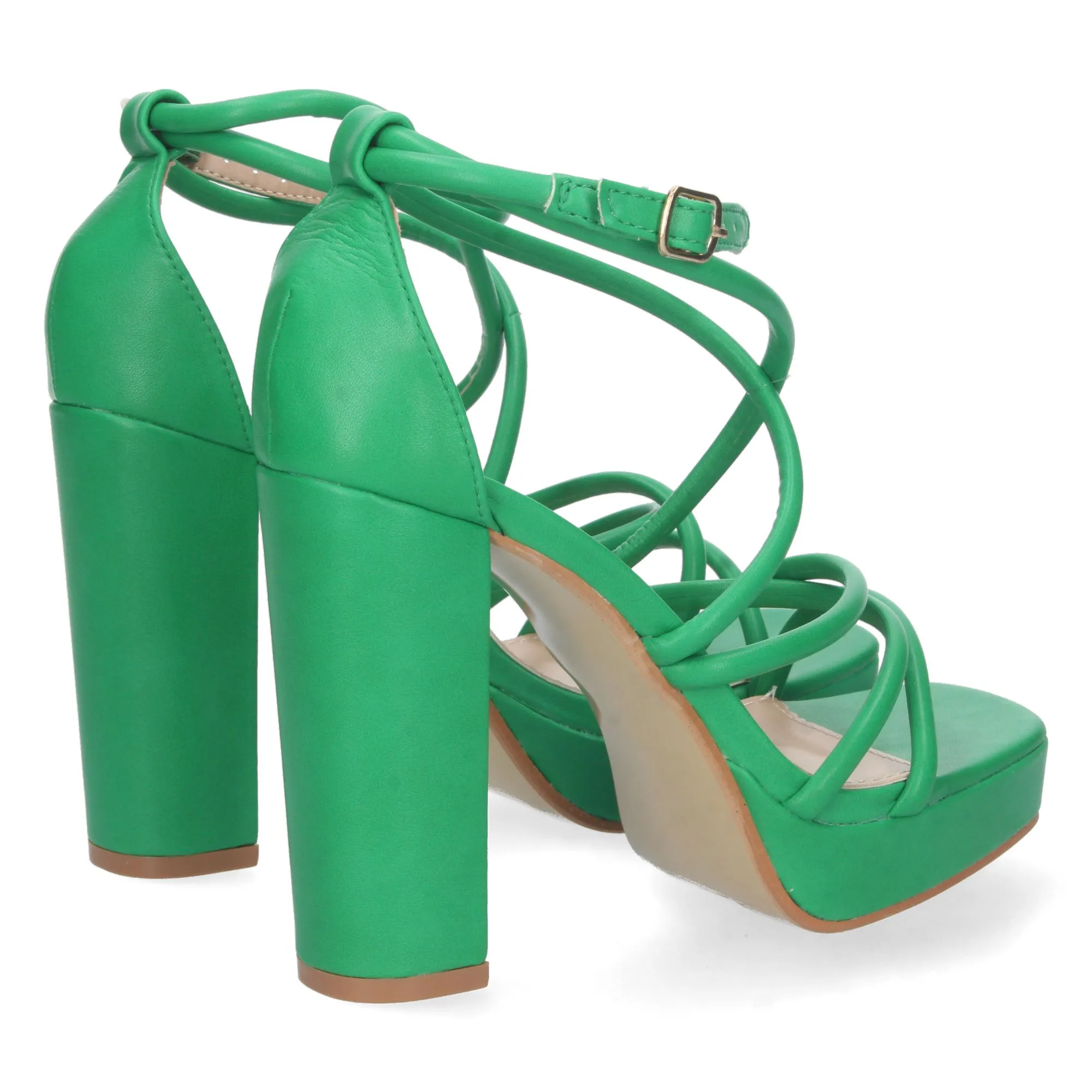 Sandalias de tacon para fiesta con mini plataforma mujer verde