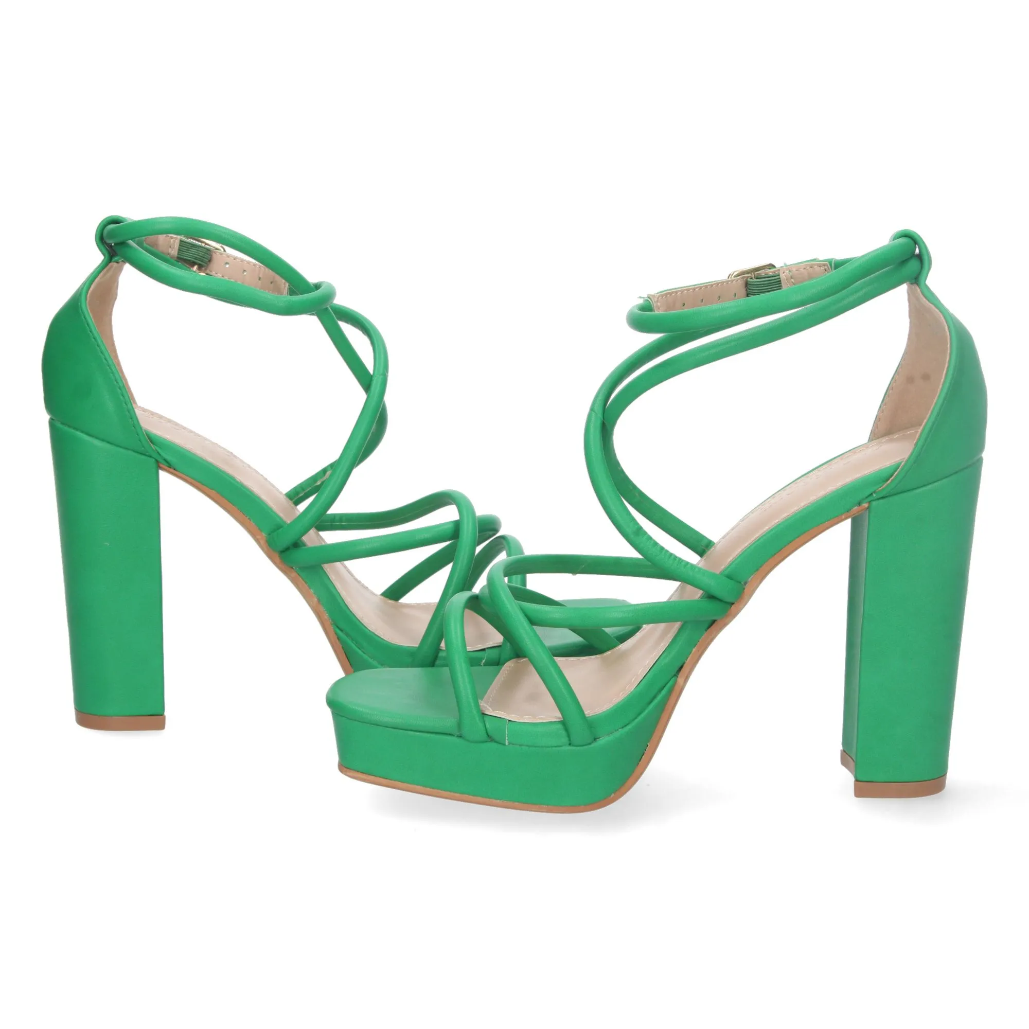 Sandalias de tacon para fiesta con mini plataforma mujer verde