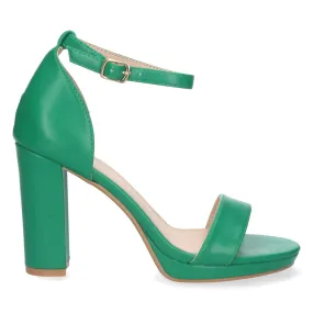 Sandalias de tacón para vestir cierre ankle strap mujer verde