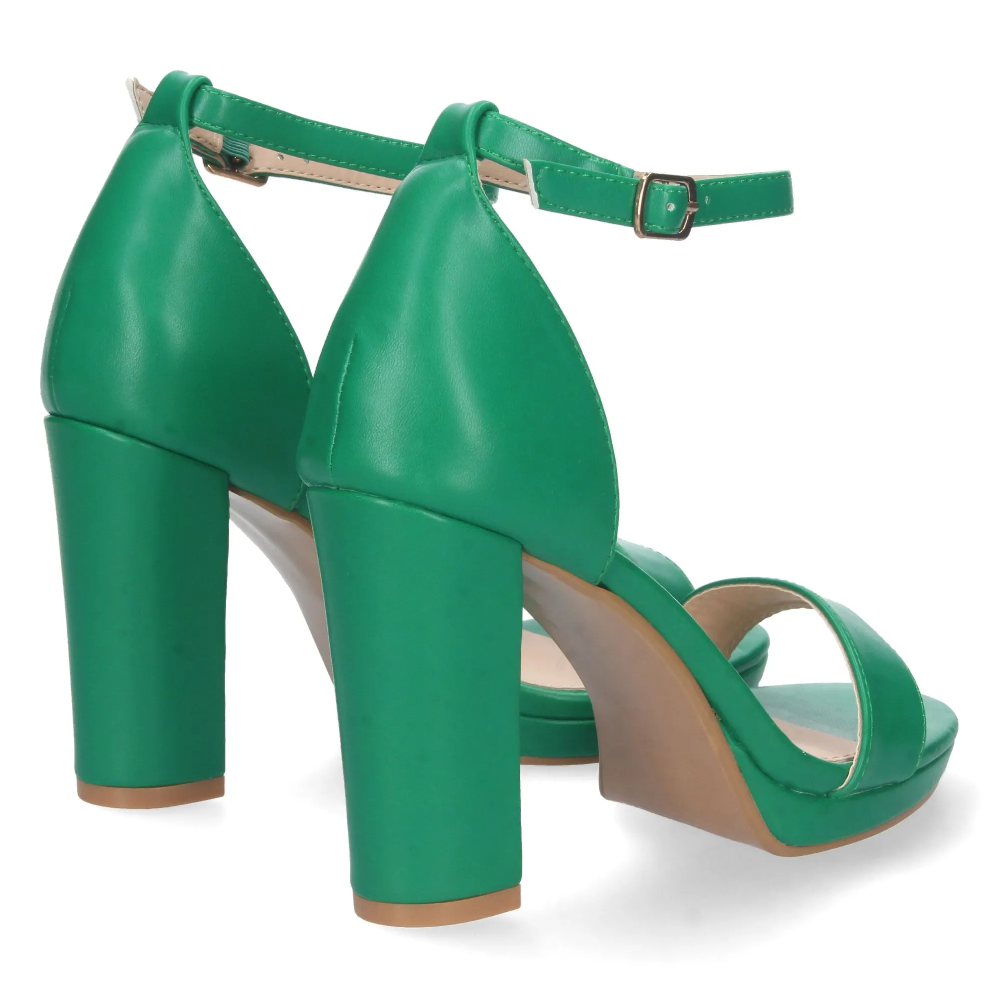 Sandalias de tacón para vestir cierre ankle strap mujer verde