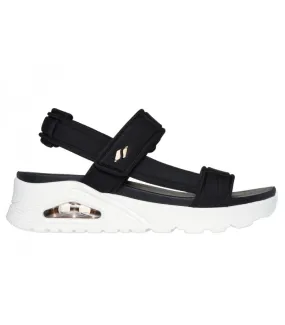 Sandalias mujer Skechers negro suela blanca, cámara aire