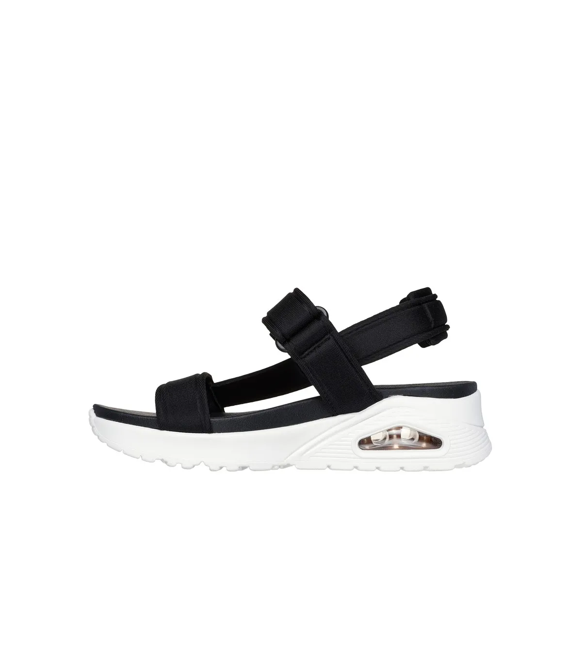 Sandalias mujer Skechers negro suela blanca, cámara aire