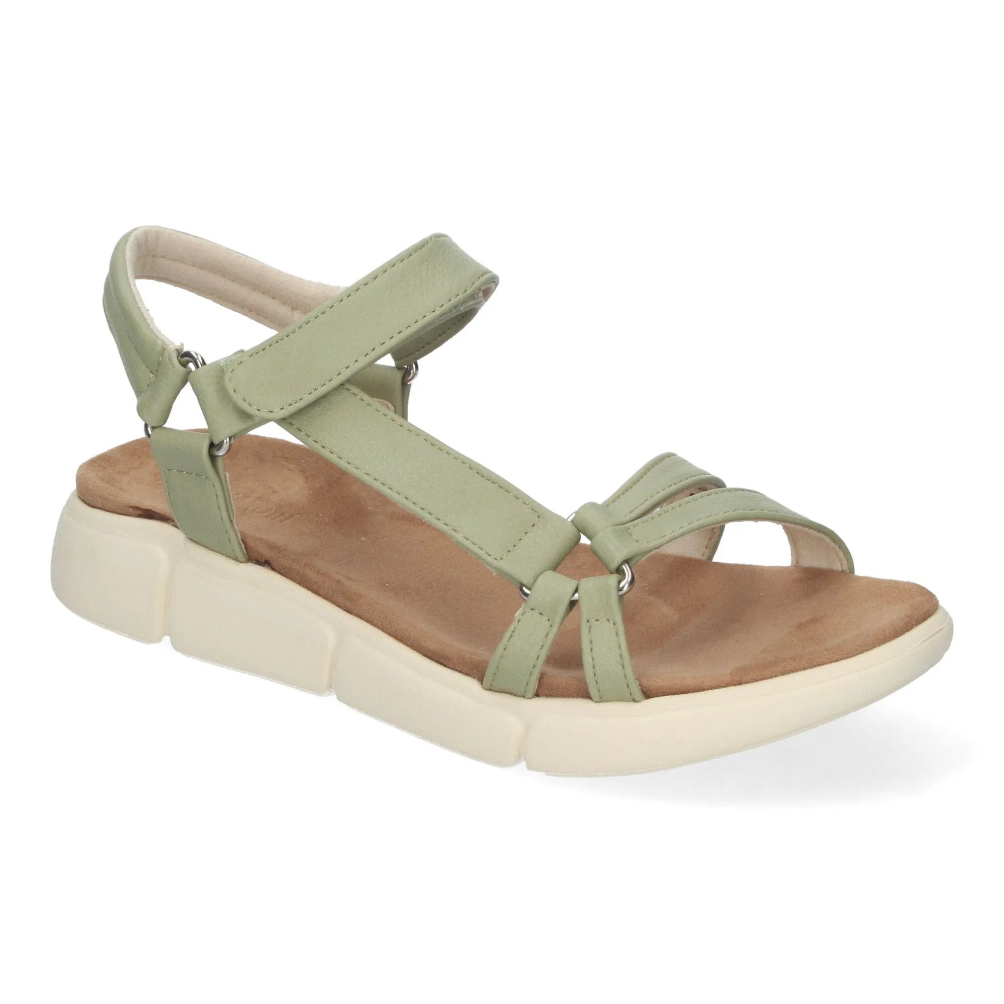 Sandalias planas tiras cruzadas cierre velcro mujer verde AD-3261