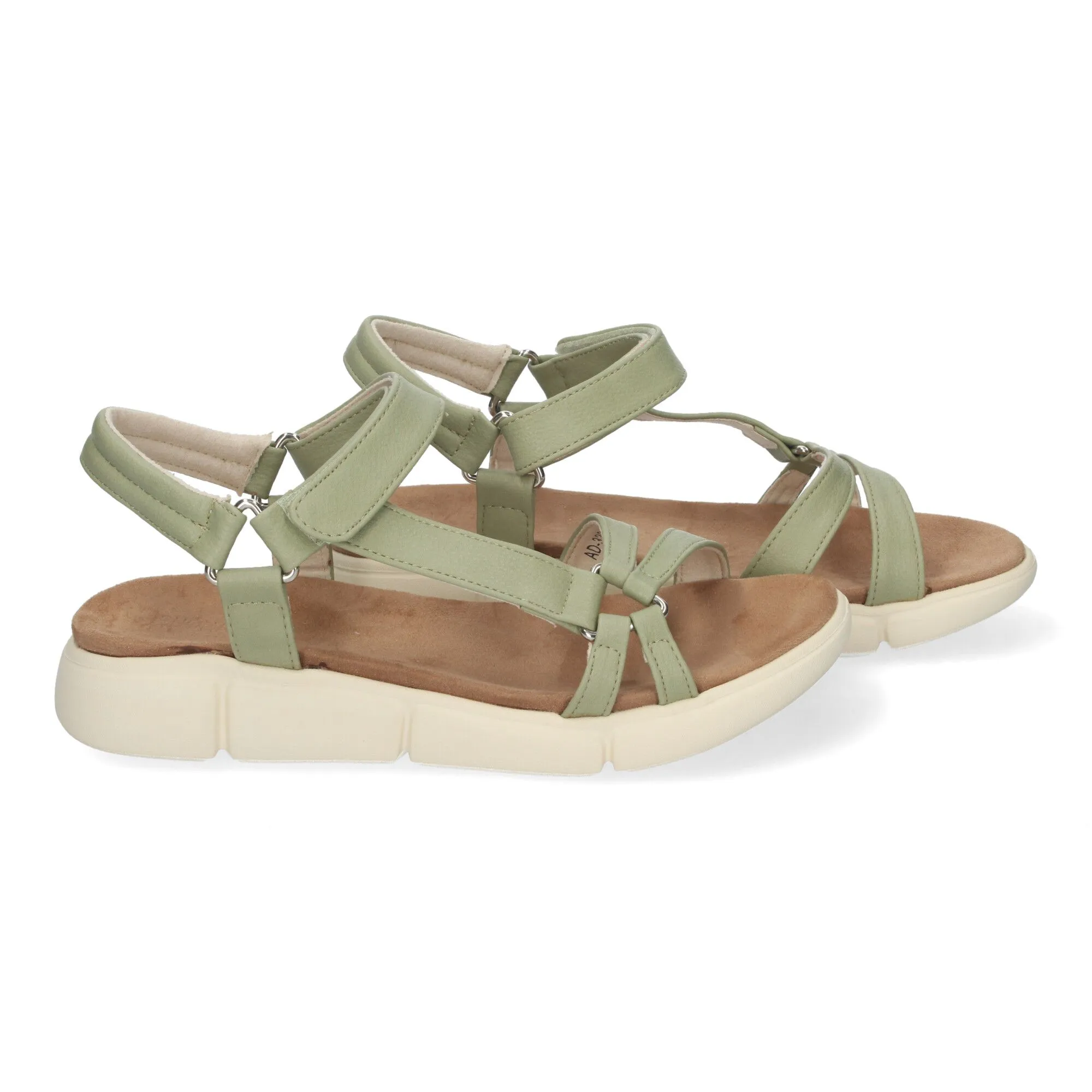 Sandalias planas tiras cruzadas cierre velcro mujer verde AD-3261