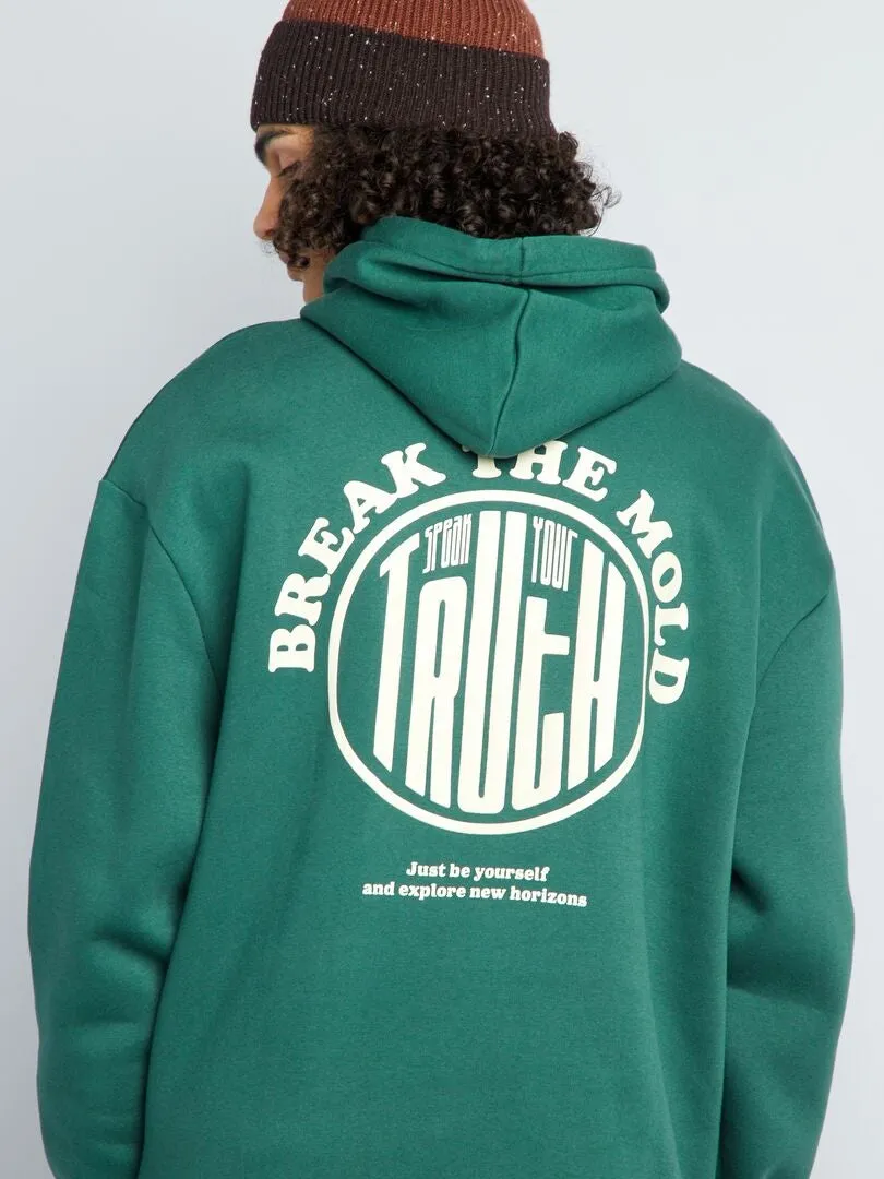 Sudadera con capucha y motivos - VERDE