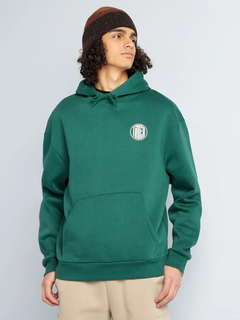 Sudadera con capucha y motivos - VERDE