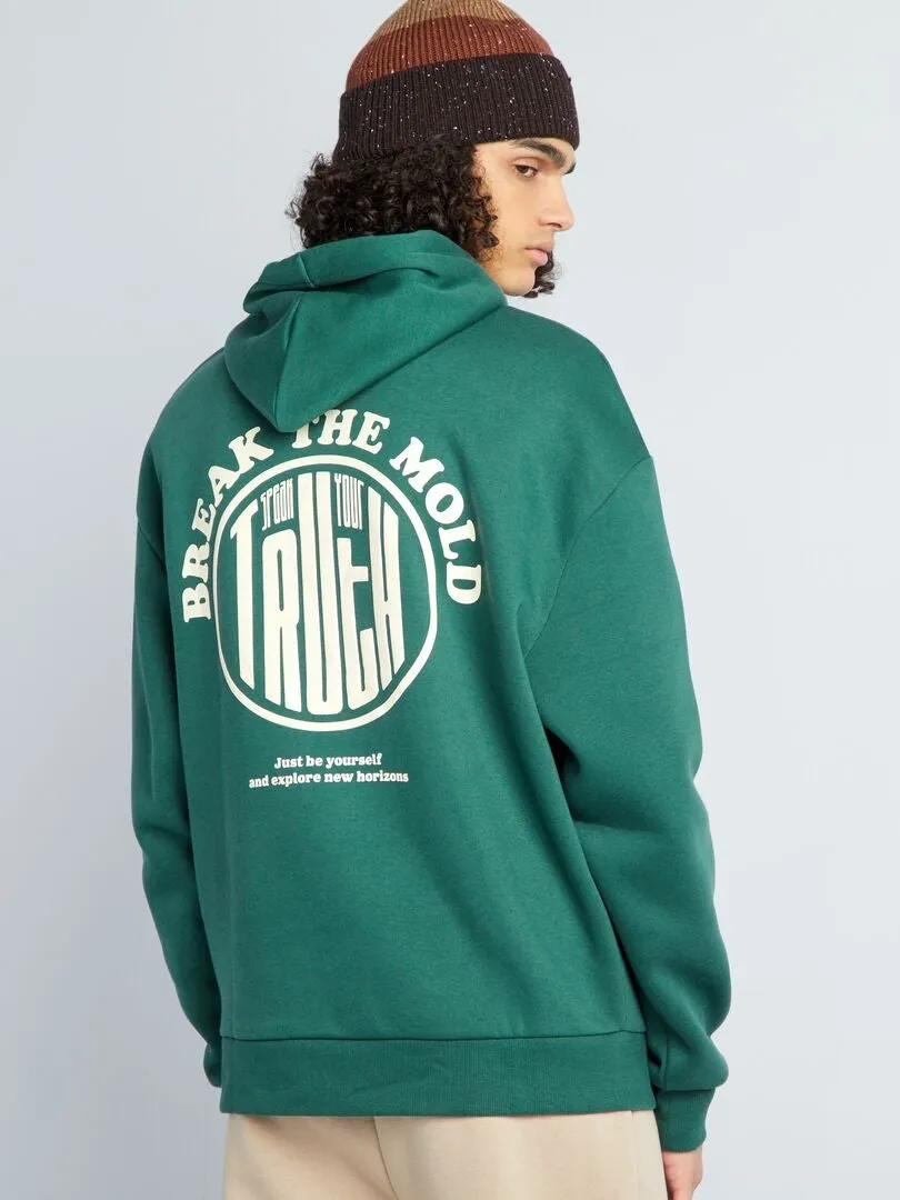 Sudadera con capucha y motivos - VERDE