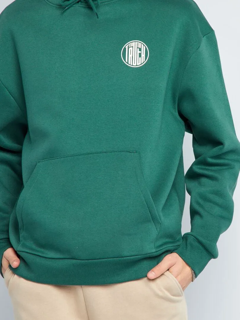 Sudadera con capucha y motivos - VERDE