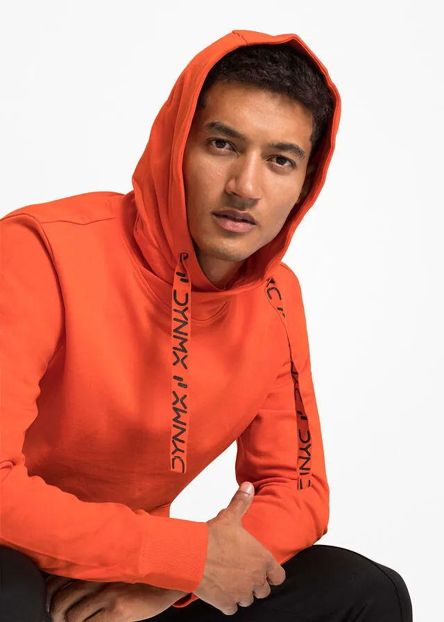 Sudadera de algodón sostenible con capucha naranja sanguina