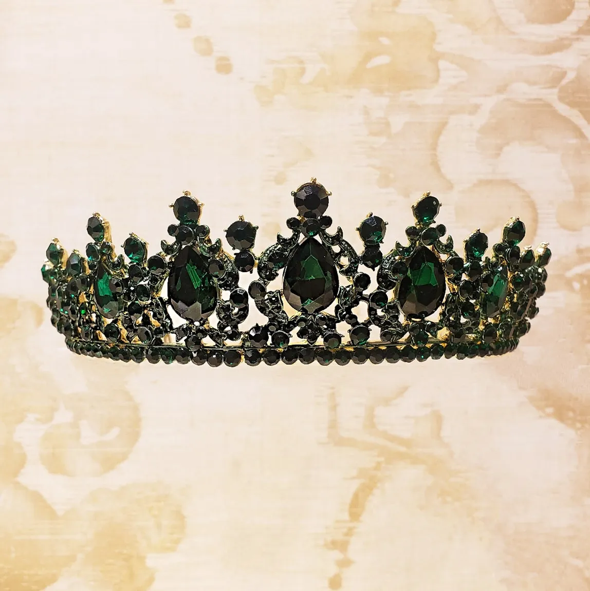 Tiara para XV Años Verde Esmeralda con Pedrería