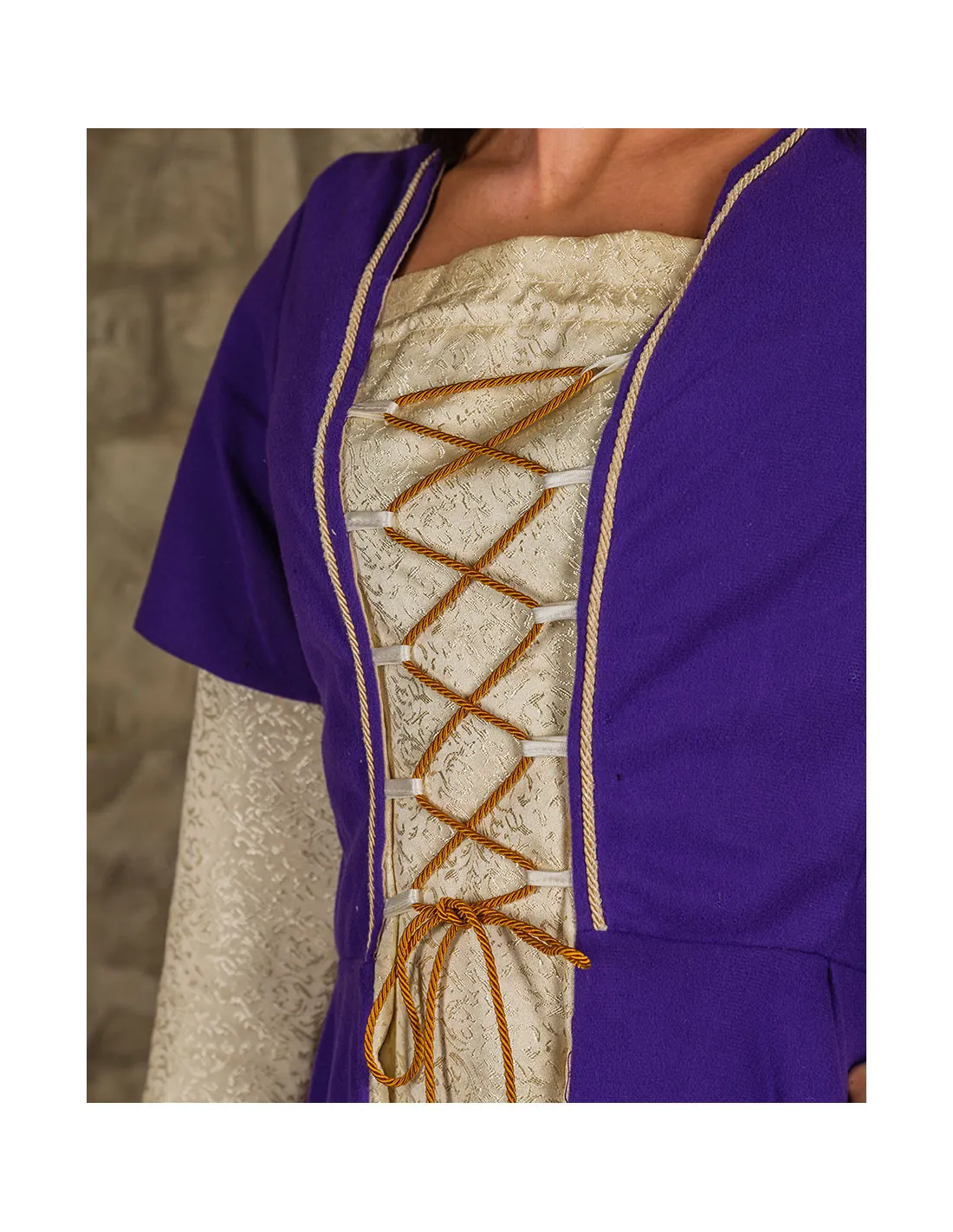 Vestido de dama medieval modelo Madeline, morado/crema