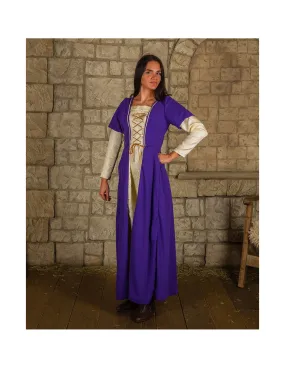 Vestido de dama medieval modelo Madeline, morado/crema