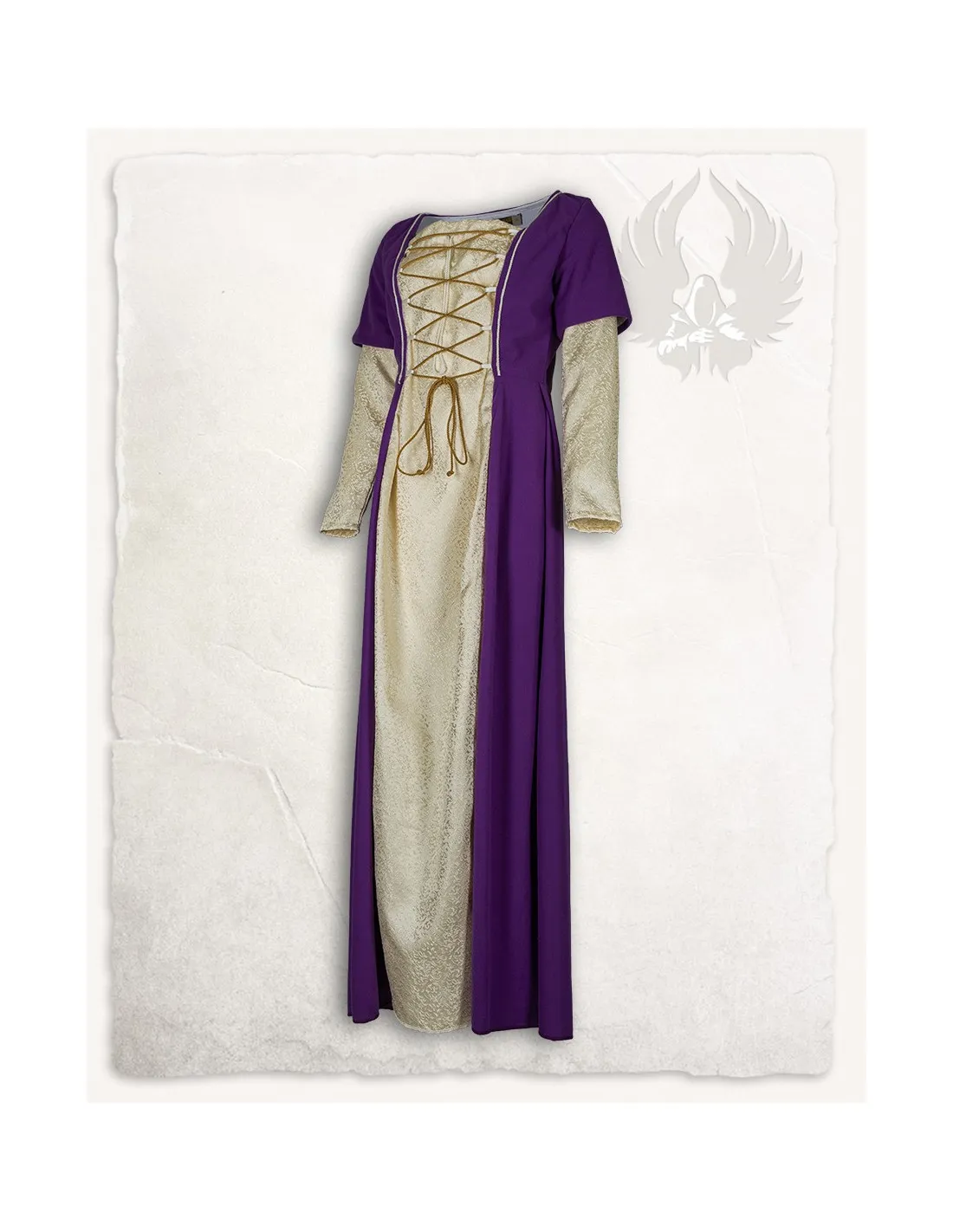 Vestido de dama medieval modelo Madeline, morado/crema