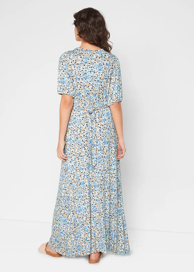 Vestido premamá/de lactancia con viscosa sostenible Azul de flores