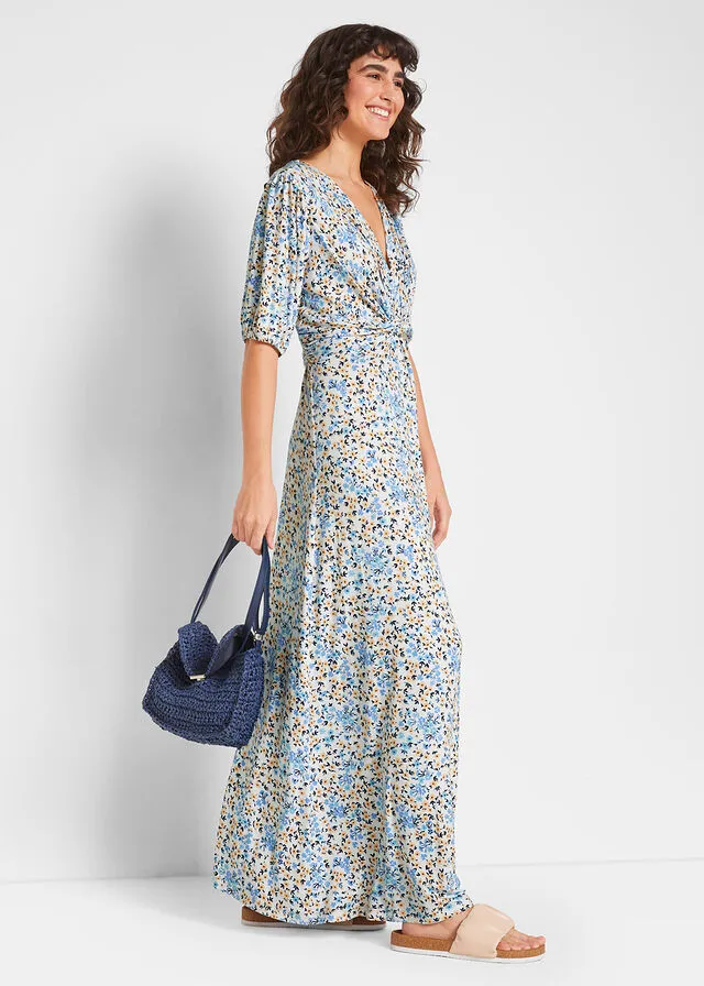 Vestido premamá/de lactancia con viscosa sostenible Azul de flores