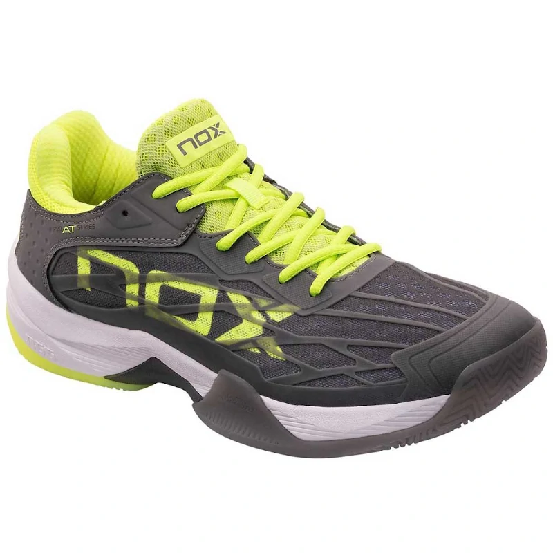 Zapatillas Nox At10 Lux Gris y Amarillo Fluor