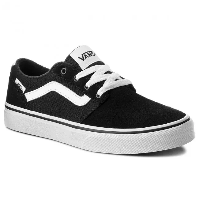 Zapatillas VANS Skate Niño Chapman Stripe (Suede/Canvas) Black/White Mod. VN0A349SIJU negra lona y cuero