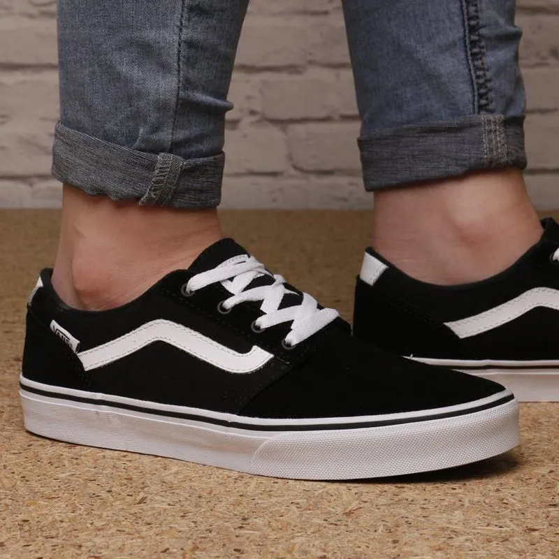 Zapatillas VANS Skate Niño Chapman Stripe (Suede/Canvas) Black/White Mod. VN0A349SIJU negra lona y cuero