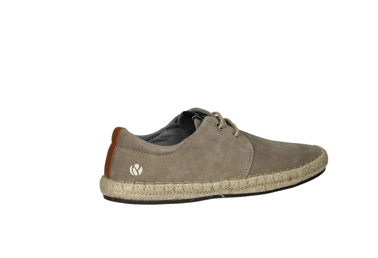 Zapato Cordon Nobuck Taupe Talon Cuero Piso Esparto