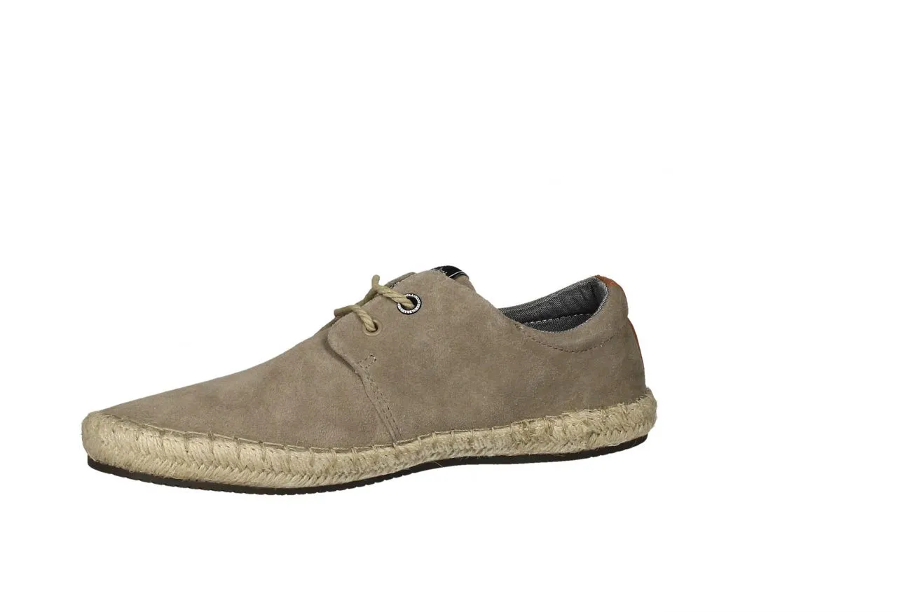 Zapato Cordon Nobuck Taupe Talon Cuero Piso Esparto