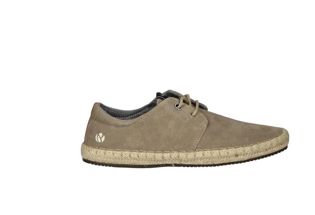 Zapato Cordon Nobuck Taupe Talon Cuero Piso Esparto