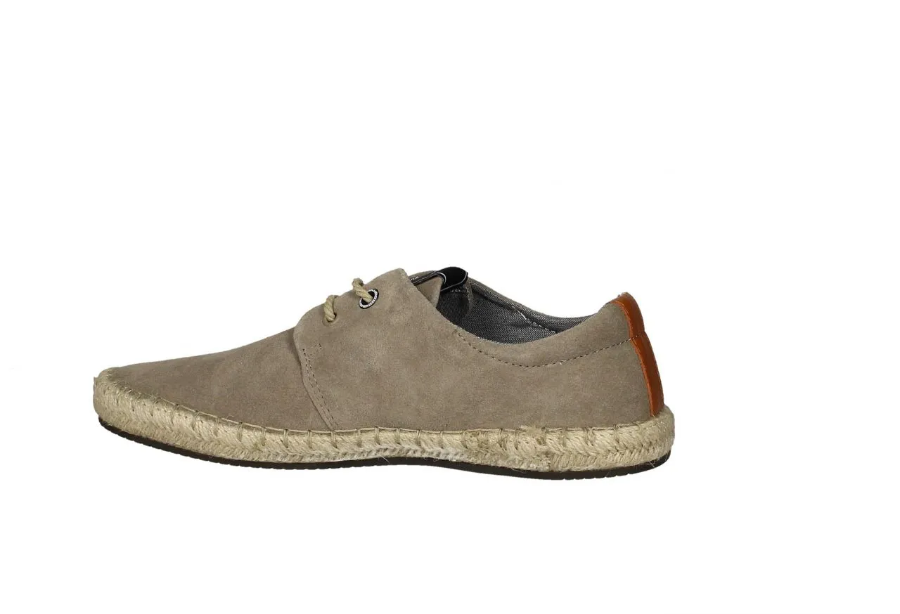 Zapato Cordon Nobuck Taupe Talon Cuero Piso Esparto