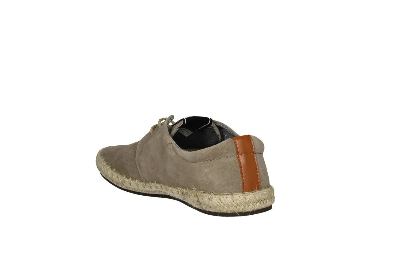 Zapato Cordon Nobuck Taupe Talon Cuero Piso Esparto