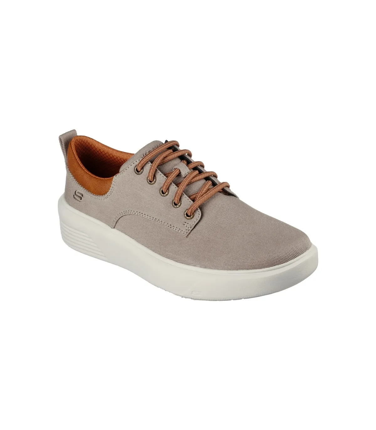 Zapato de cordones en lona color caqui Skechers